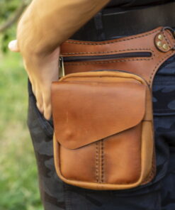 Taka – Tilla Leather Craft (Unisex, Hakiki Crazy Horse Deri, Motorsiklet Bacak Çantası)