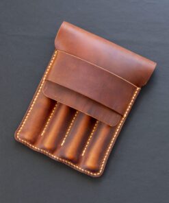 Sora – Tilla Leather Craft (Unisex, Hakiki Crazy Horse Deri, 4 Bölmeli, El Yapımı] Kalemlik