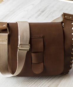 Deri Kapaklı Örgü Bayan Çanta - El Örgüsü