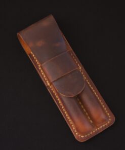 Kizuna – Tilla Leather Craft (Unisex, Hakiki Crazy Horse Deri, İkili Bölmeli Kalemlik)