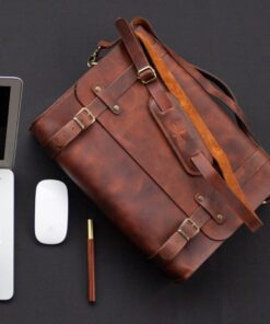 Yuuga – Tilla Leather Craft (Unisex, Yastıklı Omuz Askısı, El yapımı Frisco Camel Hakiki Deri 13
